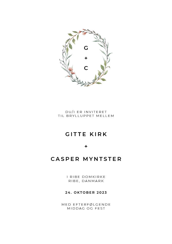 Invitationer - Gitte & Casper Bryllupsinvitation